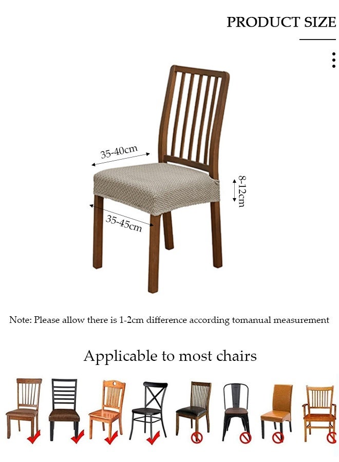 DUNISO 4 Pack Non Slip Stretch Jacquard Dining Chair Seat Cover, Khaki Washable Wear Resistant Furniture Protector for Solid Wood Kitchen Dining Chairs - Image 2