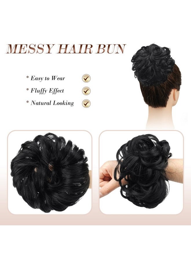 فيشبن قطعة شعر كبيرة من الألياف الصناعية ذات اللون الأسود النفاث، على شكل كعكة فوضوية، 1.94 أونصة - Image 2