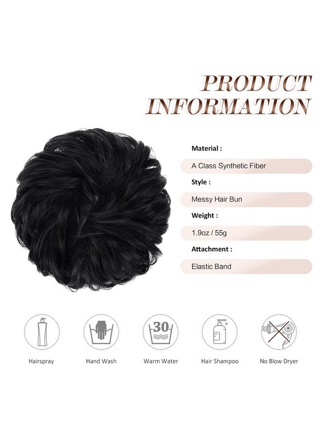 فيشبن قطعة شعر كبيرة من الألياف الصناعية ذات اللون الأسود النفاث، على شكل كعكة فوضوية، 1.94 أونصة - Image 4