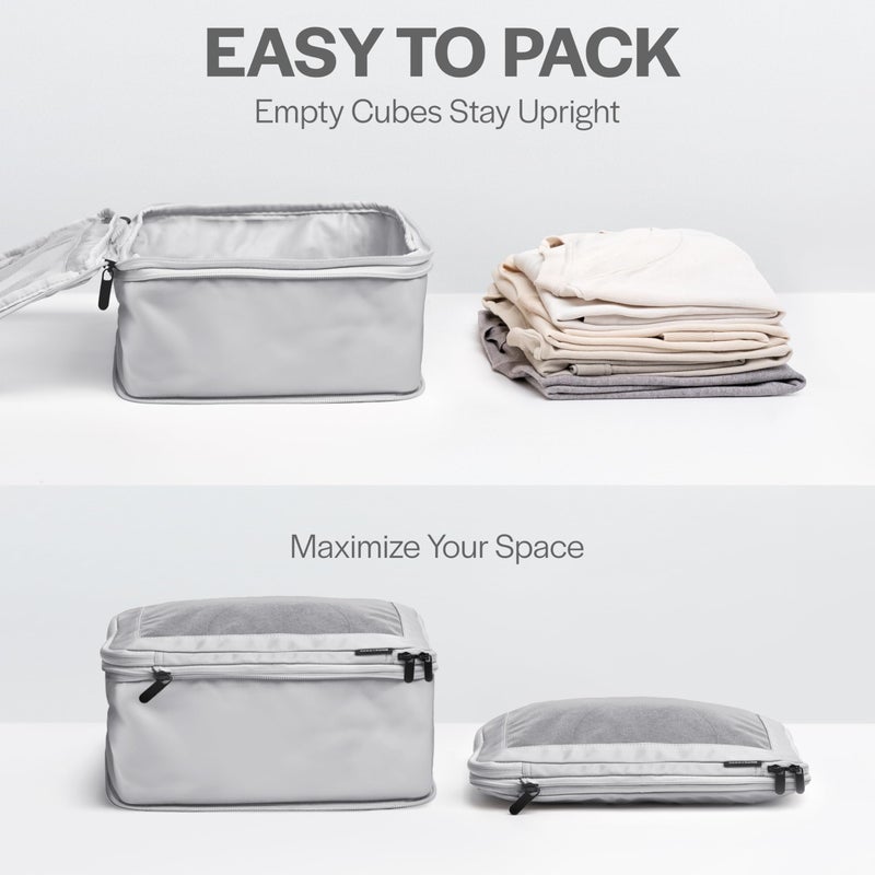 Aerotrunk Compression Packing Cubes for Travel - Luggage Organizer Bags - Double Zipper Packing Cubes for Suitcases (6-Pack, Light Grey) - Image 5