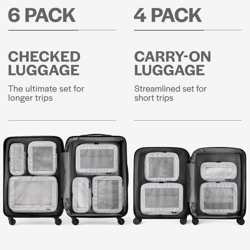 Aerotrunk Compression Packing Cubes for Travel - Luggage Organizer Bags - Double Zipper Packing Cubes for Suitcases (6-Pack, Light Grey) - Image 4