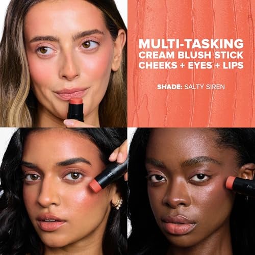 Nudestix Nudies Blush Stick 3in1 Cream Blush for Cheeks Eyes Lips with BuiltIn Brush Soft Matte Finish for a Natural Flush Clean Vegan TravelFriendly Makeup Salty Siren - Image 3