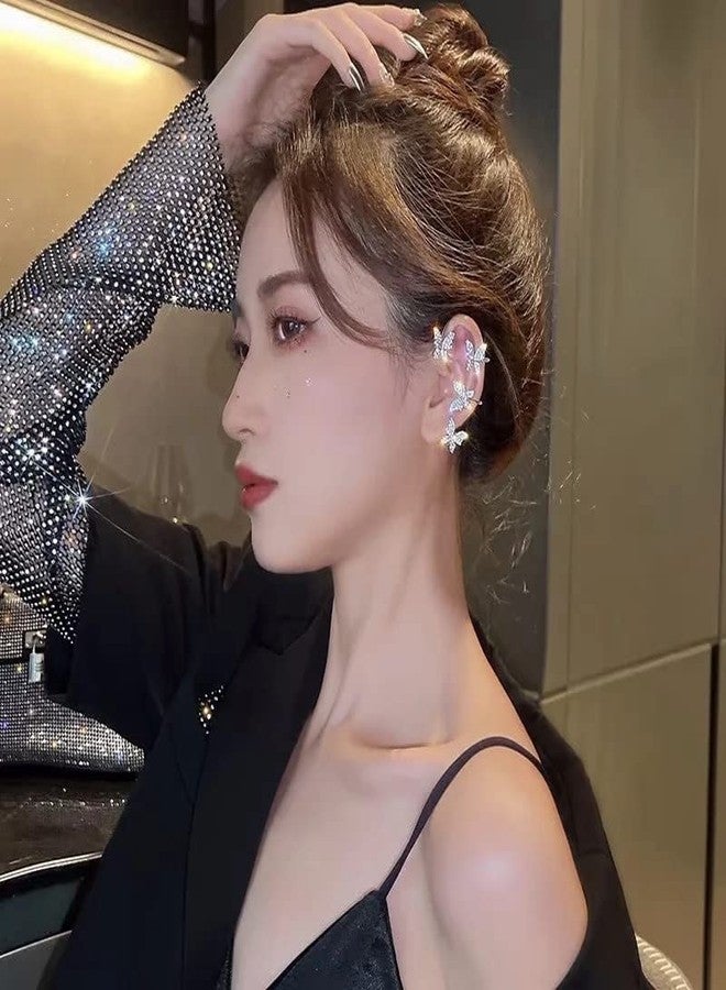 Careflection Stylish Korean Butterfly Ear Crawler Cuff Earrings For Women And Girls 2Pcs/Set - Image 4