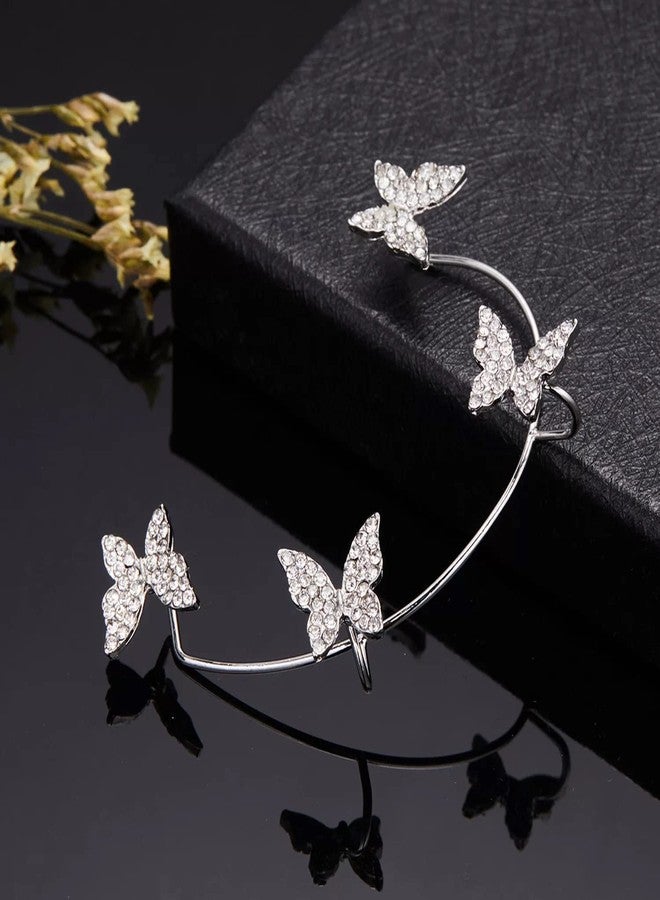 Careflection Stylish Korean Butterfly Ear Crawler Cuff Earrings For Women And Girls 2Pcs/Set - Image 5