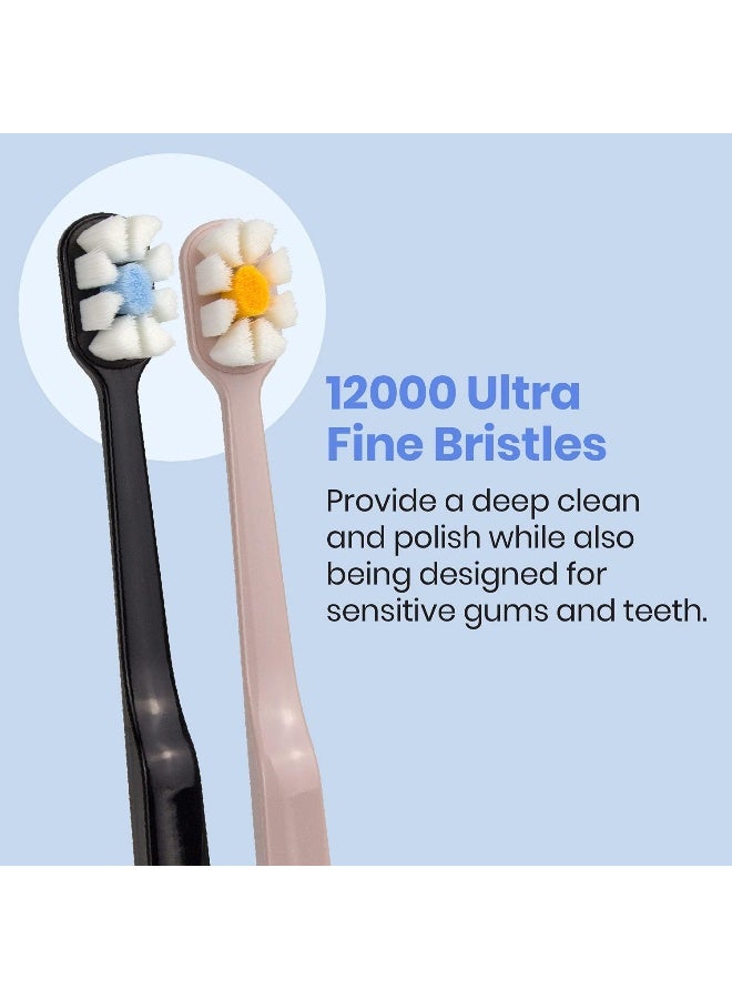 Lindo Polishing Toothbrush for Sensitive Gums and Teeth 12000 Ultra Fine Bristles Soft and Gentle Deep Clean Pack of 4 Blue Gray Beige Black Original Black Beige 4 Pack - Image 3