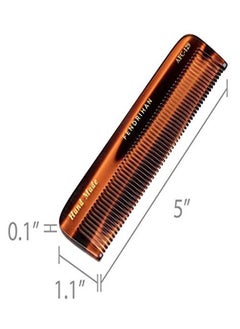 Fendrihan Hand Finished Fine Tooth Pocket Comb For Men, Faux Tortoise (5 Inches)  - Image 2