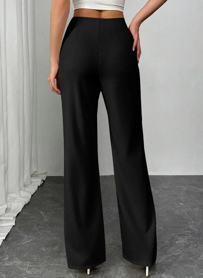 Take Two Black High Rise Flared Trousers