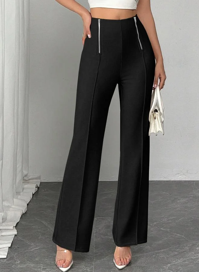 Take Two Black High Rise Flared Trousers