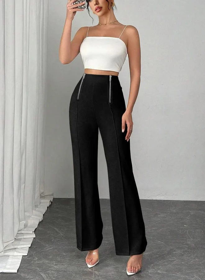 تايك تو بنطال بخصر مرتفع وقصة واسعة