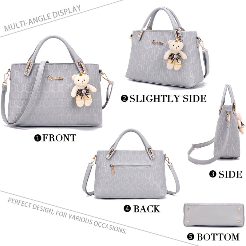 Soperwillton Purse for Women Fashion Medium Shoulder Bag Crossbody Bag Top Handle Tote Handbag Set 4PCS - Image 2