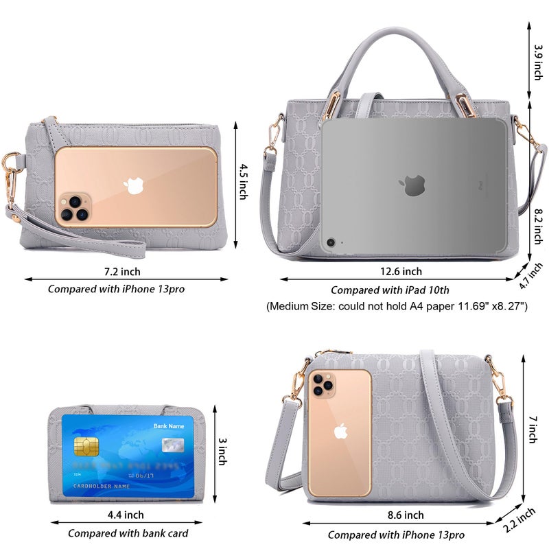 Soperwillton Purse for Women Fashion Medium Shoulder Bag Crossbody Bag Top Handle Tote Handbag Set 4PCS - Image 3