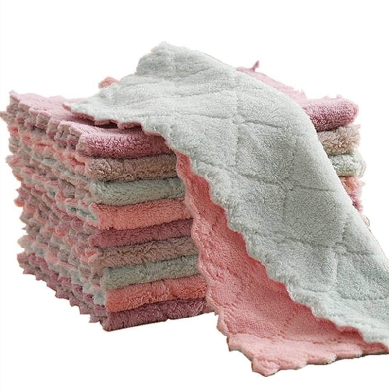 ANOXA Kitchen Cloth Dish Towels, Microfiber Cleaning Cloth，Double-Sided Dish Drying Towels，Reusable Household Cleaning Cloths for Table Kitchen Dish Window Glasses 9.85X9.85 inch. (5 PCS Cloths) - Image 1