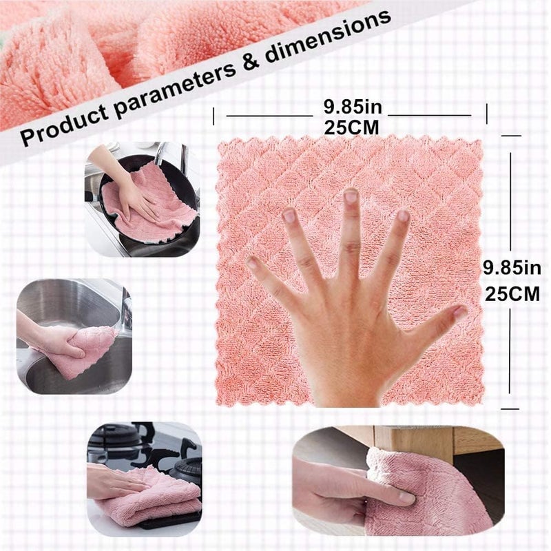 ANOXA Kitchen Cloth Dish Towels, Microfiber Cleaning Cloth，Double-Sided Dish Drying Towels，Reusable Household Cleaning Cloths for Table Kitchen Dish Window Glasses 9.85X9.85 inch. (5 PCS Cloths) - Image 2
