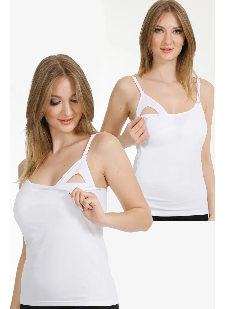 Par Lingerie 2-Piece Maternity Nursing Undershirt White-White