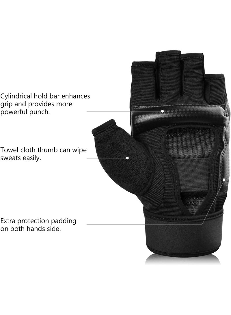 Soofam Punch Bag Boxing Martial Arts MMA Sparring Grappling Muay Thai Taekwondo Training PU Leather Wrist Wraps Gloves(S) - Image 4