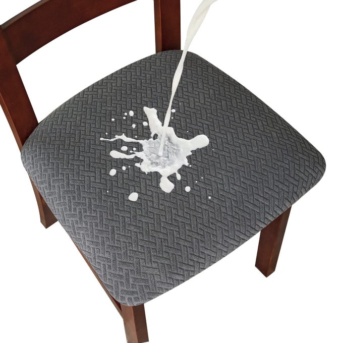 WATERPROOF SEAT COVERS FOR DINING ROOM CHAIRS COVERS DINING CHAIR SEAT COVERS KITCHEN CHAIR COVERS SLIPCOVERS DARK GRAY 6 PCS