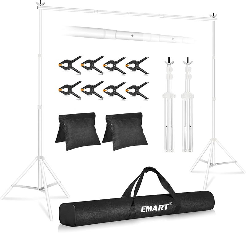 EMART Backdrop Stand 10x7ft(HxW),Background Support for Photography,White - Image 1