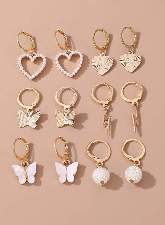 Take Two Set of 6 - Butterfly and Heart Hoop Earrings