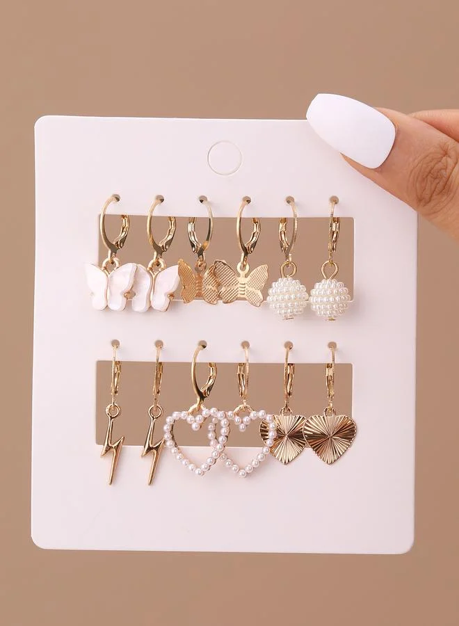 Take Two Set of 6 - Butterfly and Heart Hoop Earrings