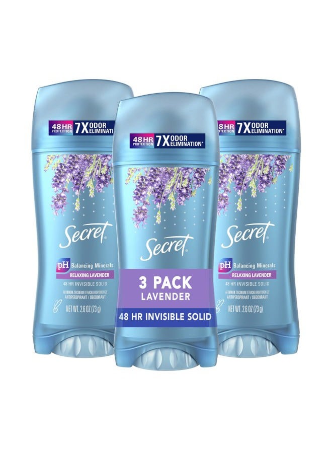 Secret مضاد التعرق ومزيل العرق الصلب غير المرئي، لافندر فاخرة، 3 عدّ - Image 1
