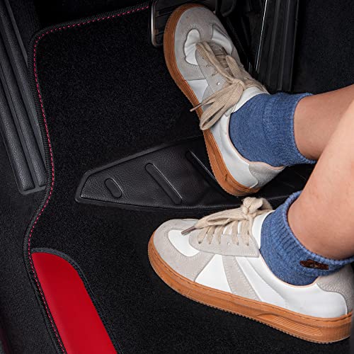CAR PASS Waterproof Car Floor Mat, Universal Fit Car Mats with Driver Heel Pad, Leather Car Carpet, Anti-Slip Nibbed Backing Floor Mats for SUV, Vans,Sedan,Truck, Automotive Set for Women (Black Red) - Image 4