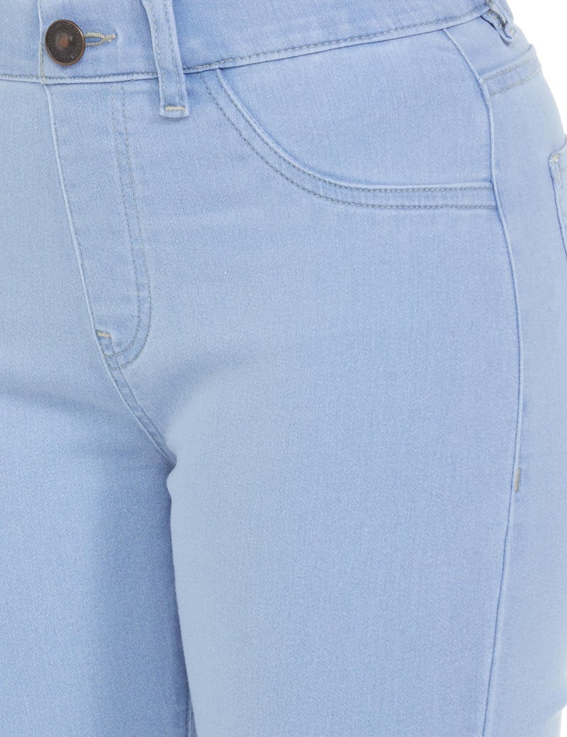 INKD Women's Flared Bootcut Pullon Jeans - Mid Rise| Enzyme Wash | Classic 5 Pocket Styling (INKSS24WJN-406-Seaside Slate-34) - Image 3