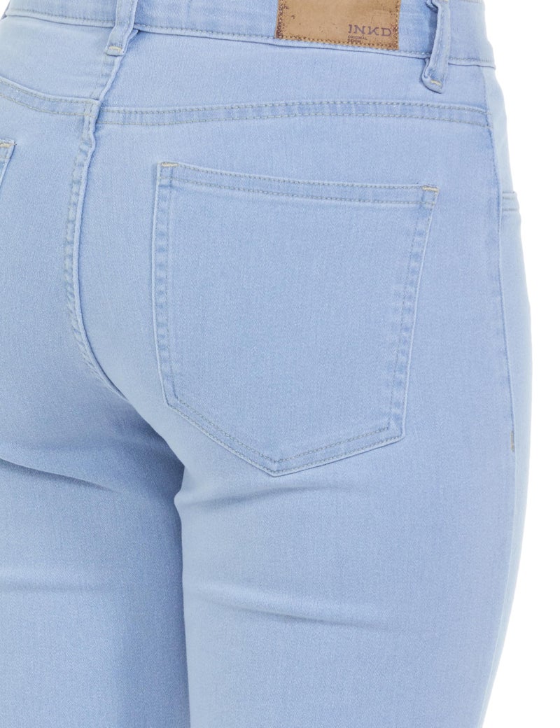 INKD Women's Flared Bootcut Pullon Jeans - Mid Rise| Enzyme Wash | Classic 5 Pocket Styling (INKSS24WJN-406-Seaside Slate-34) - Image 4