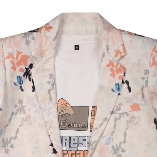 CHARCHIT Blazer for Boys Cotton Blend Full Sleeves Floral Blazers and T-Shirt - Orange - Image 5