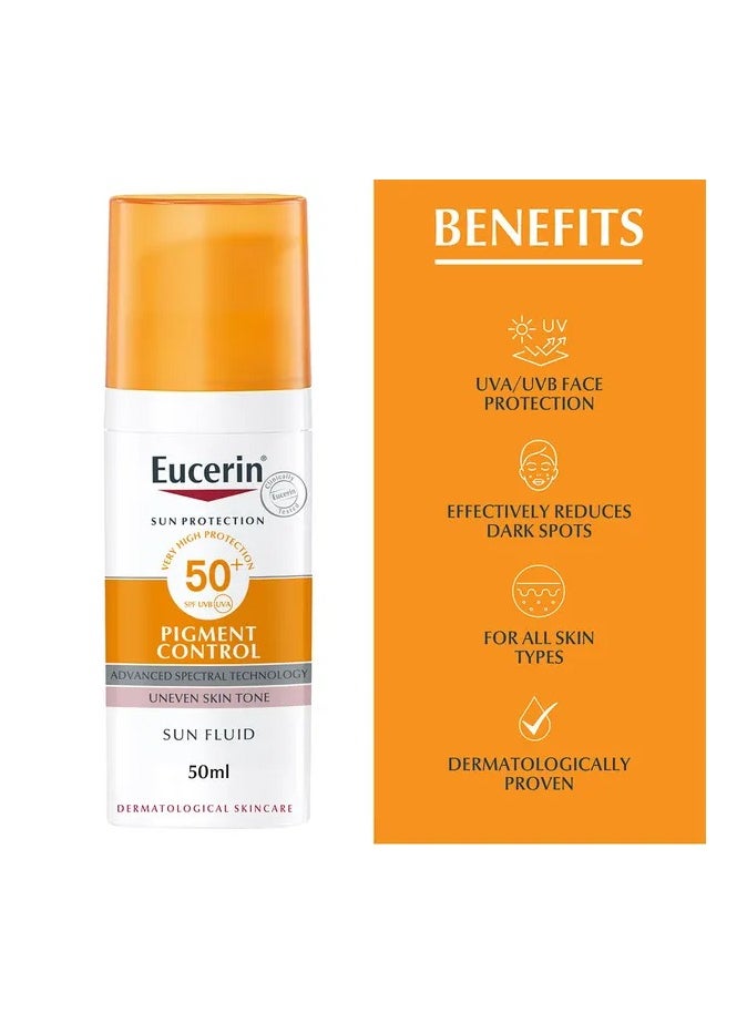 Eucerin Eucerin Sun Pigment Control Fluid SPF 50+ – Advanced Sun Protection for Uneven Skin Tone, 50ml  - Image 2