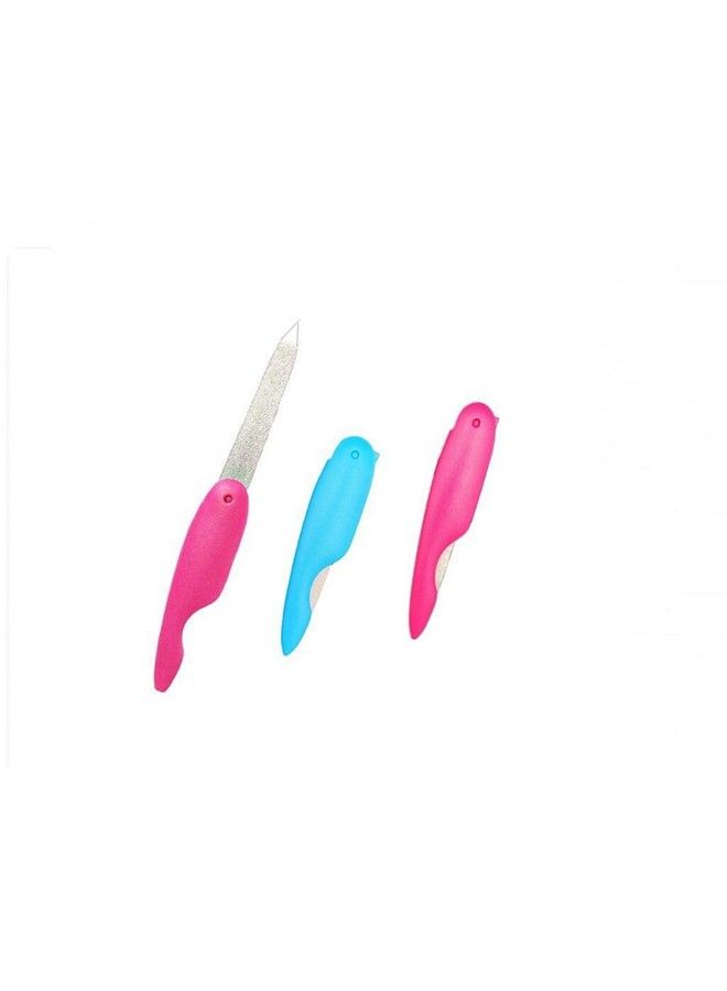 Sinen 3Pcs Folding Nail File Metal Stainless Steel Fold Cuticle Professional Tool Set Double Sided And Files Nails Easily For Men And Woman(Random Color) - Image 2