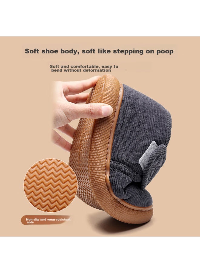 Guoluofei Men's Cotton Slippers For Middle-aged And Elderly With Thickened Warmth, Anti-slip Home Slippers For Autumn And Winter, Coffee, Size 42-43 - Image 2