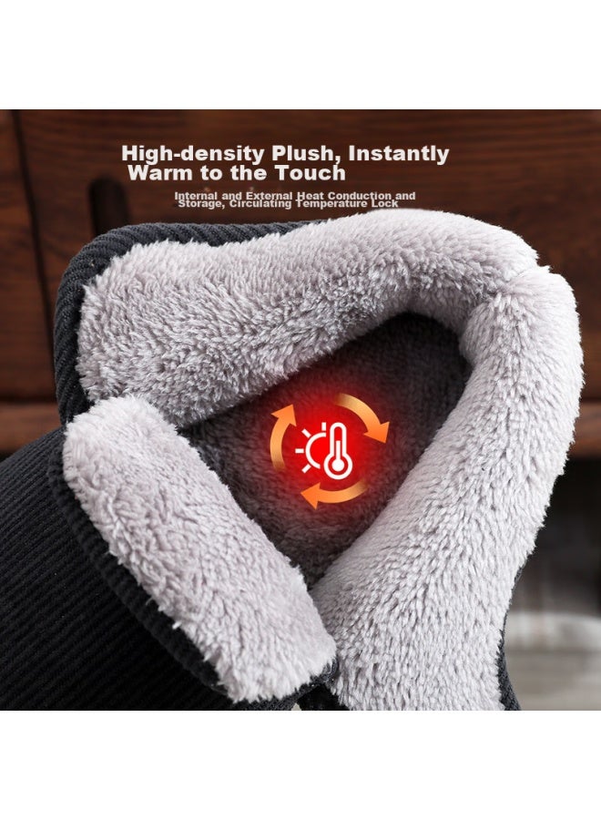 Guoluofei Men's Cotton Slippers For Middle-aged And Elderly With Thickened Warmth, Anti-slip Home Slippers For Autumn And Winter, Coffee, Size 42-43 - Image 3