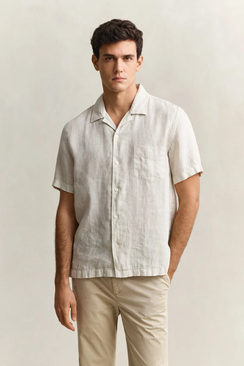 GANT  Regular Gmnt Dyed Linen Short SleeveCamp Shirt for Men | Best Price UAE
