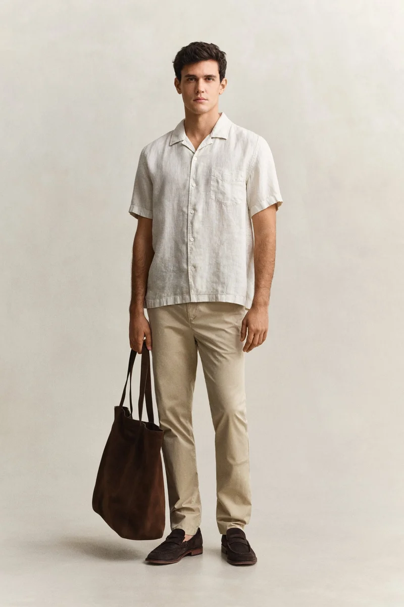 GANT  Regular Gmnt Dyed Linen Short SleeveCamp Shirt for Men | Best Price UAE