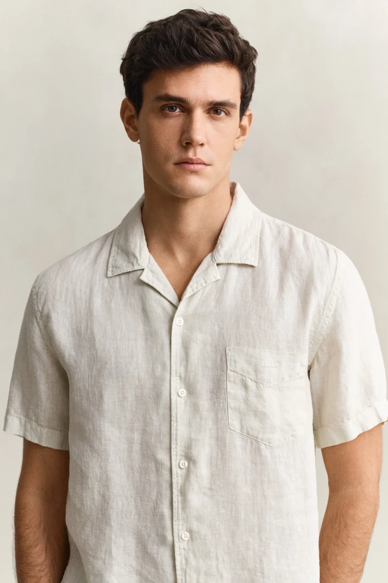GANT  Regular Gmnt Dyed Linen Short SleeveCamp Shirt for Men | Best Price UAE