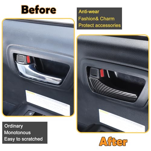 CHEAYAR Car Inner Door Handles Cover Trim Compatible with Toyota Tacoma 20162022 Auto Inner Door Handles Cover Interior Door Handles Protector Trim Decorate Covers Accessories carbon fiber pattern - Image 3