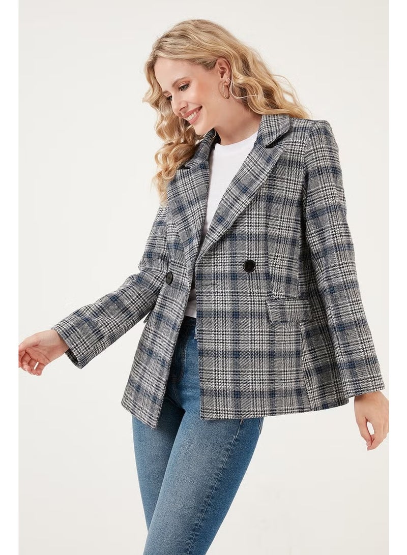 Lela Plaid Regular Fit Double Breasted Collar Blazer Jacket Women's Jacket 6110382 - Image 2