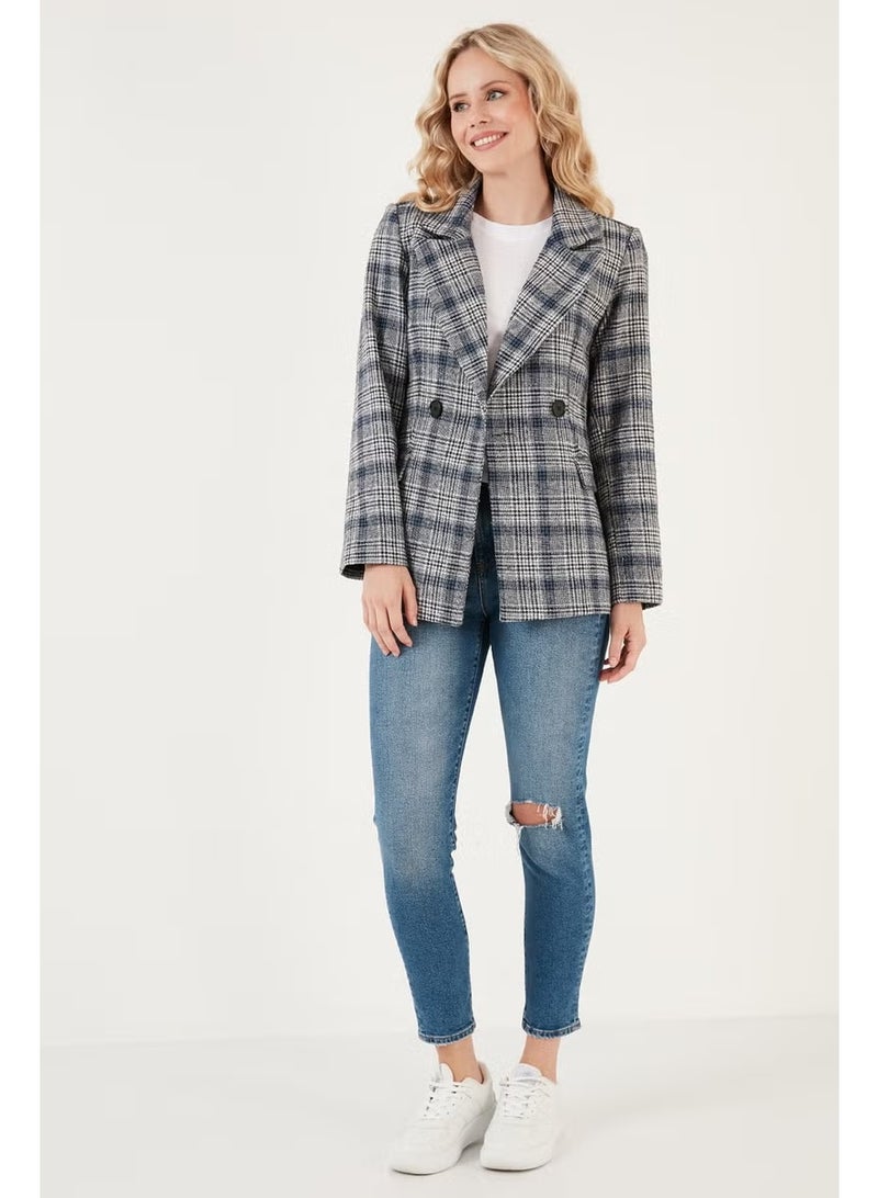 Lela Plaid Regular Fit Double Breasted Collar Blazer Jacket Women's Jacket 6110382 - Image 3