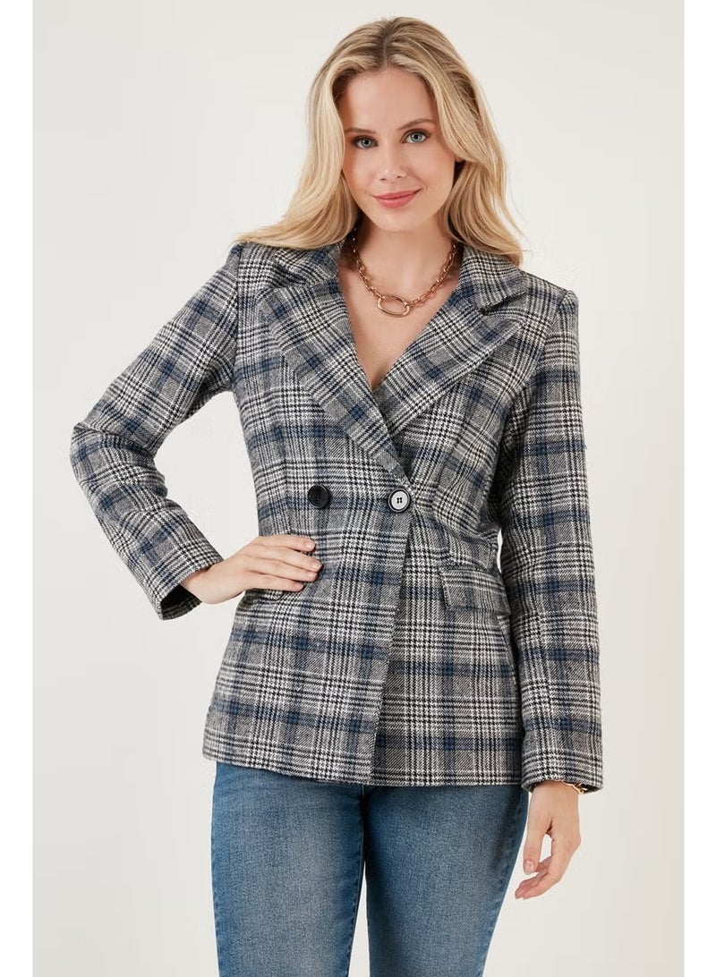 Lela Plaid Regular Fit Double Breasted Collar Blazer Jacket Women's Jacket 6110382 - Image 1