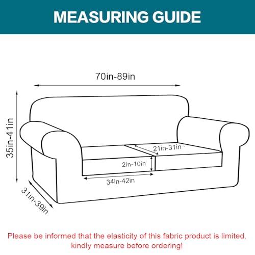Turquoize 3 Piece Sofa Covers for 2 Cushion Couch Sofa Slipcover Soft Couch Cover for Dogs-Washable Sofa Furniture Covers with 2 Individual Cushion Covers (2 Cushion Sofa,Biscotti Beige) - Image 2