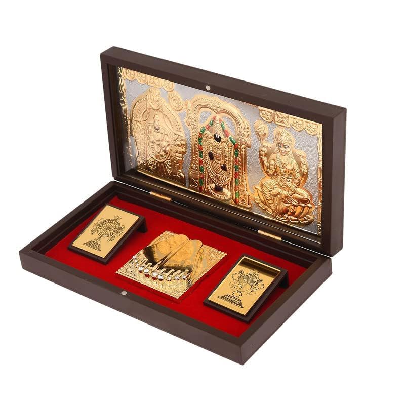 JAIPUR ACE Gold Plated Shree Venkatshwer Charan Paduka Yantra | Devotional Prayer Box| Momento with Natural Fragrance Decorative Showpiece Box | Diwali Gifting Charan Paduka - Image 4