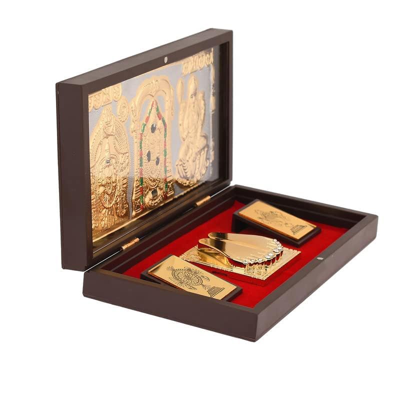 JAIPUR ACE Gold Plated Shree Venkatshwer Charan Paduka Yantra | Devotional Prayer Box| Momento with Natural Fragrance Decorative Showpiece Box | Diwali Gifting Charan Paduka - Image 3