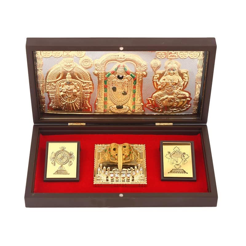 JAIPUR ACE Gold Plated Shree Venkatshwer Charan Paduka Yantra | Devotional Prayer Box| Momento with Natural Fragrance Decorative Showpiece Box | Diwali Gifting Charan Paduka - Image 2