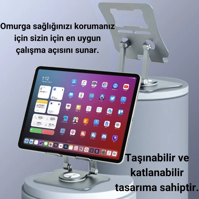 Polhammobile Polham 360 Degree Rotating Height and Angle Adjustable Notebook and Tablet Stand, Non-Slip, Foldable Stand