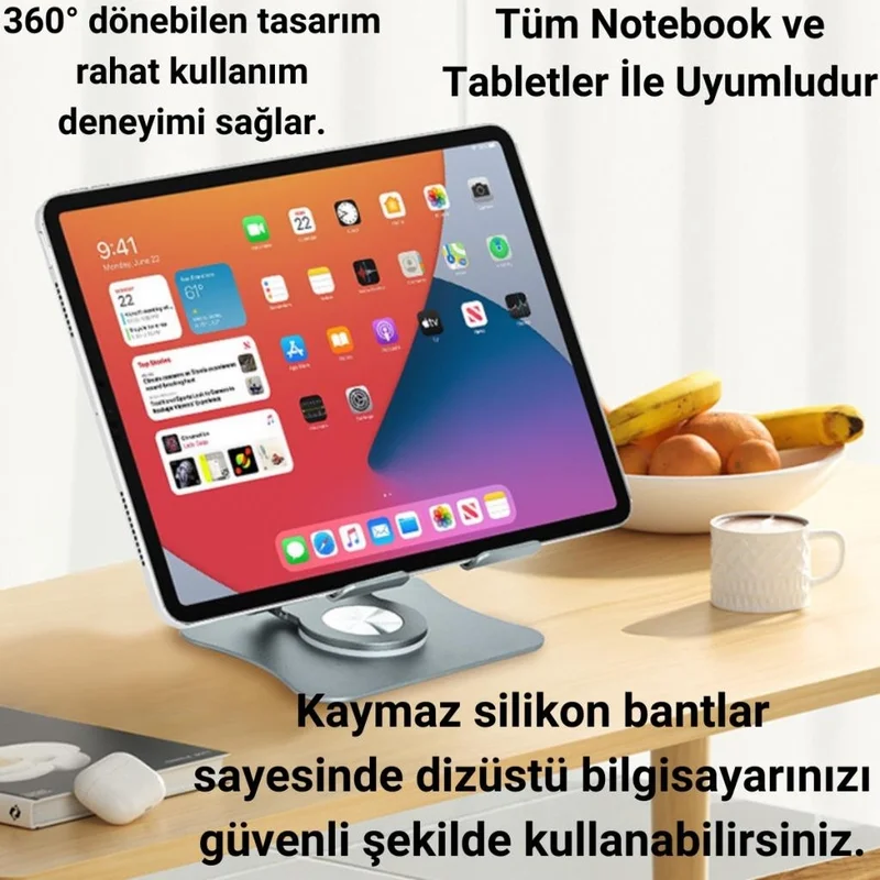 Polhammobile Polham 360 Degree Rotating Height and Angle Adjustable Notebook and Tablet Stand, Non-Slip, Foldable Stand
