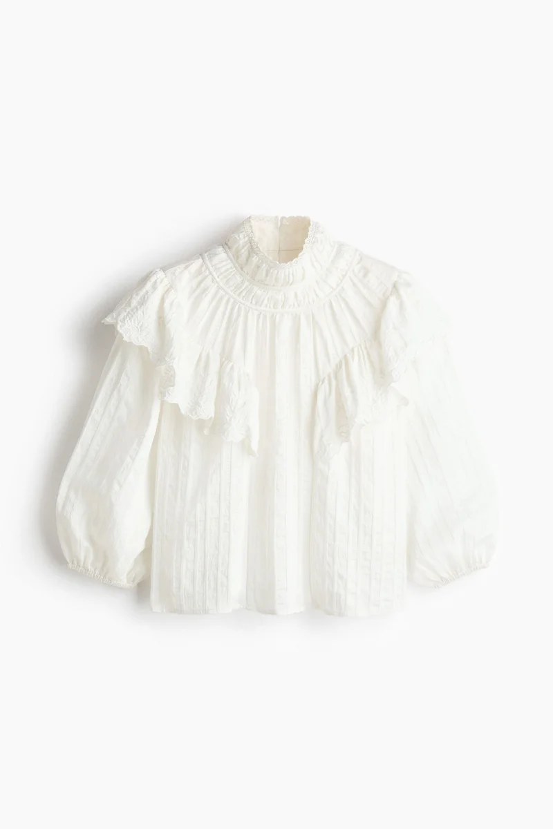 H&M  Flounce-trimmed blouse for Women | Best Price UAE
