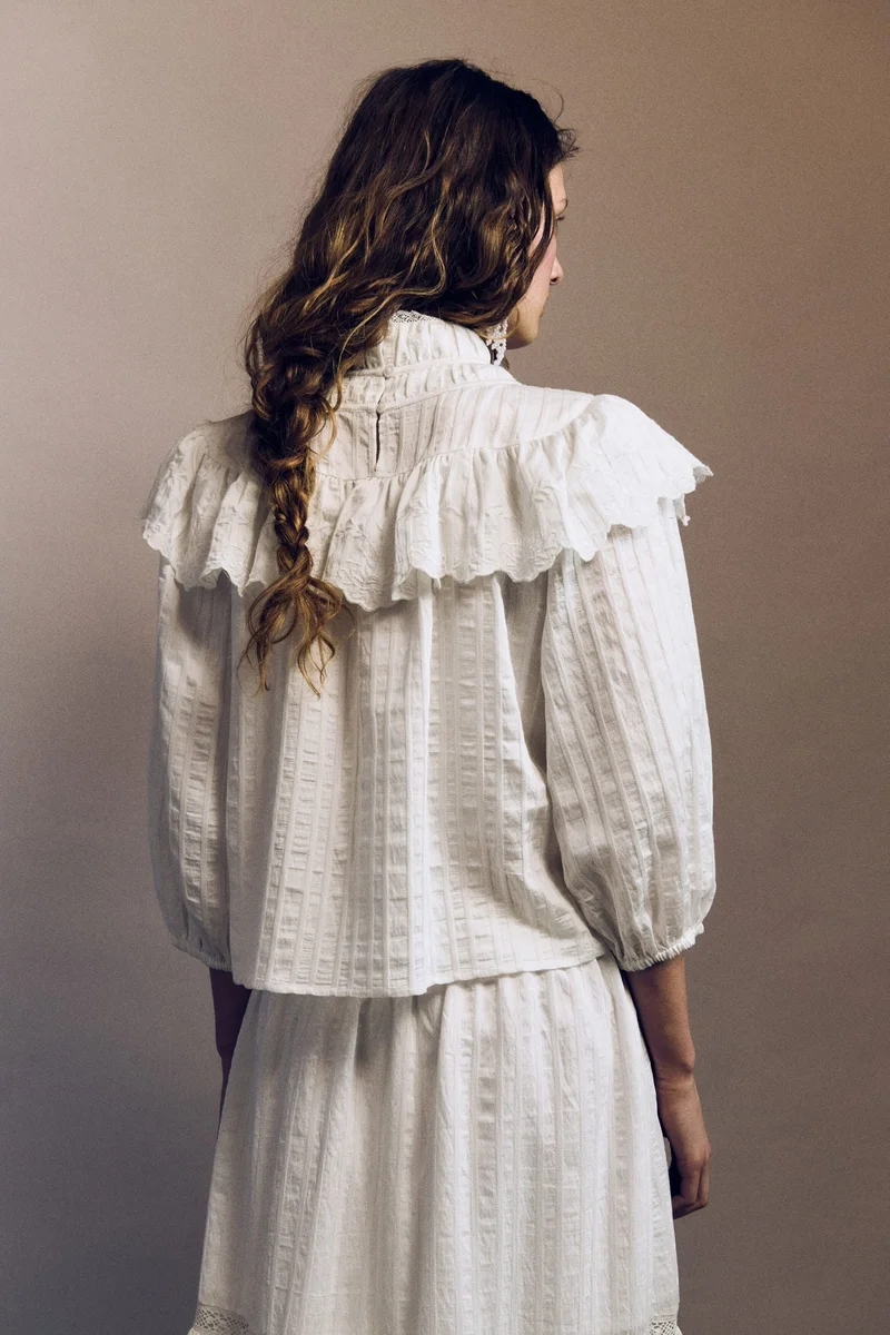 H&M  Flounce-trimmed blouse for Women | Best Price UAE