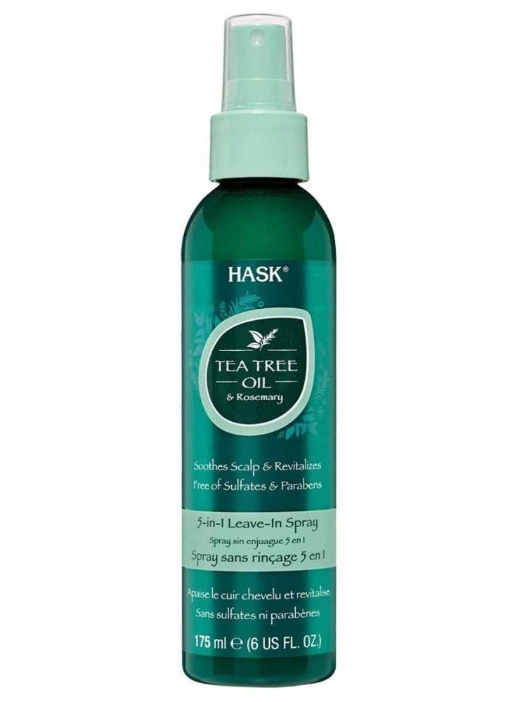 HASK Tea Tree and Rosemary Oil 5 in 1 Refreshes and Soothes Scalp Hair Spray 175ml