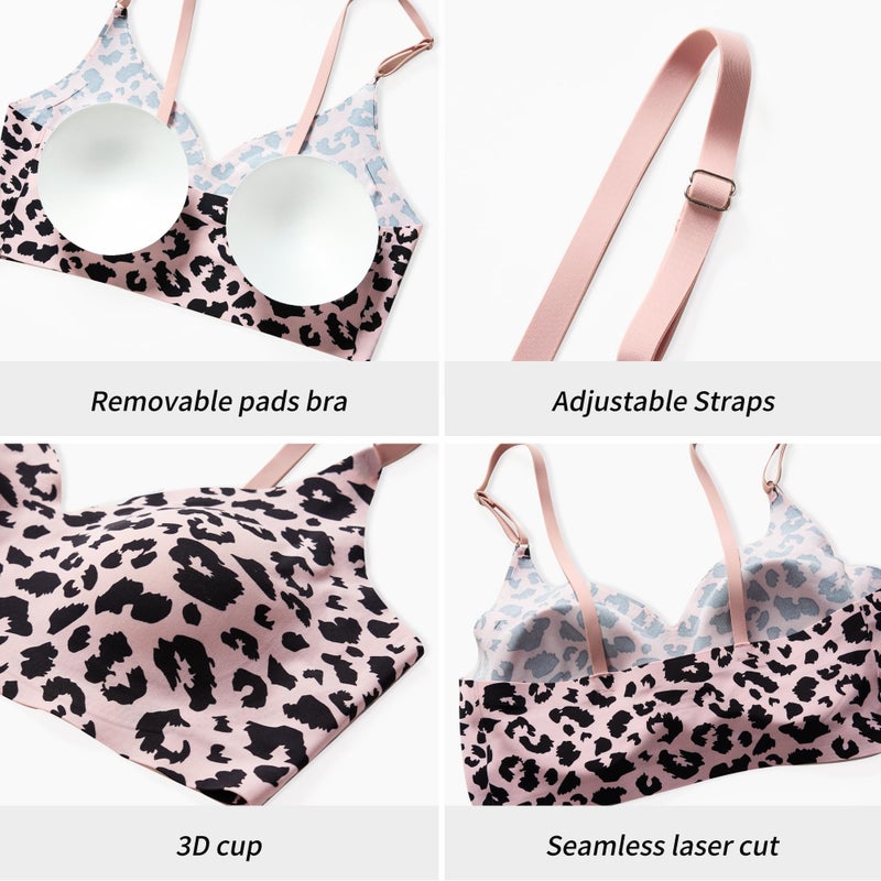 DEANGELMON 4 Pieces V Neck Bralettes Padded Seamless Adjustable Straps Bra Everyday Basic Sleeping Bras (4P7,XL) - Image 5