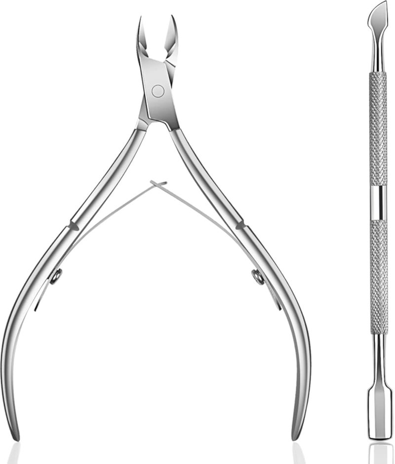 Ejiubas Cuticle Pusher Cuticle Nipper Stainless Steel Cuticle Trimmer Cuticle Remover Tool Set for Fingernails and Toenails Pedicure Manicure Tools Silver Christmas